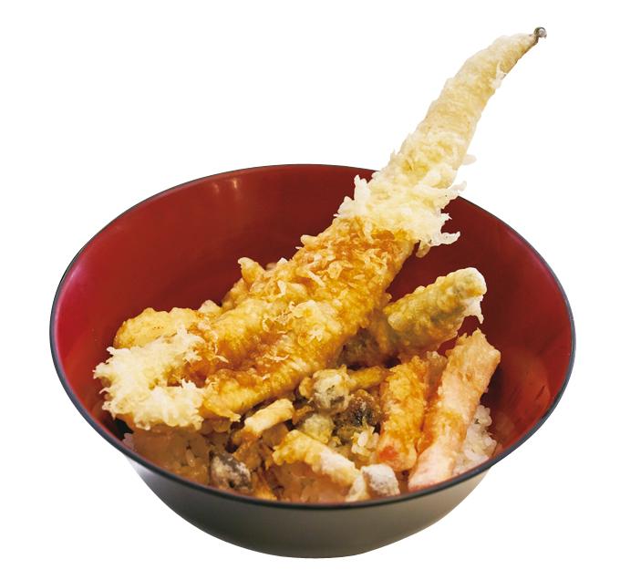 小柴で蓄養された帆立貝の天ぷらと穴子天の最強タッグ「小柴丼」1300円