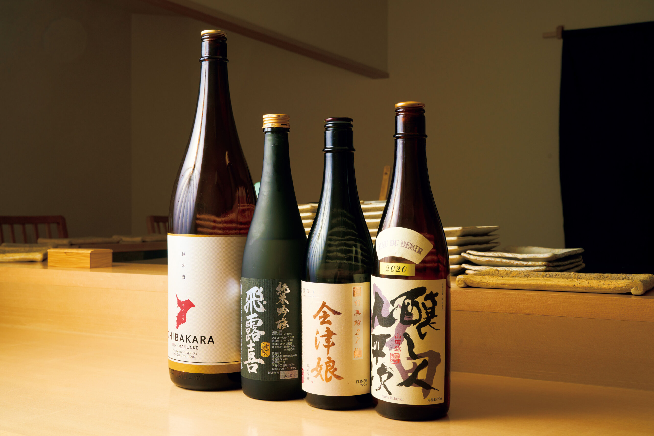 焼酎、ワインも揃えるが、一番人気は日本酒だとか。様々な名酒に加え、郷里・千葉のものも