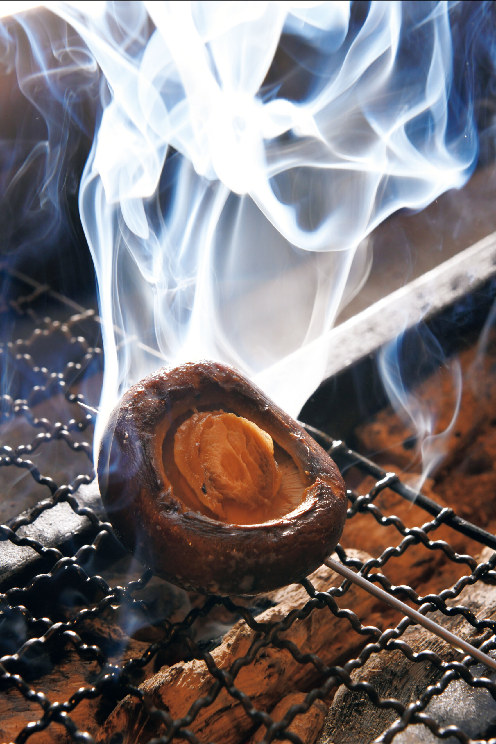 シンプルに炭火焼きしたマッシュルームは、ジューシーで凝縮した風味を堪能できる