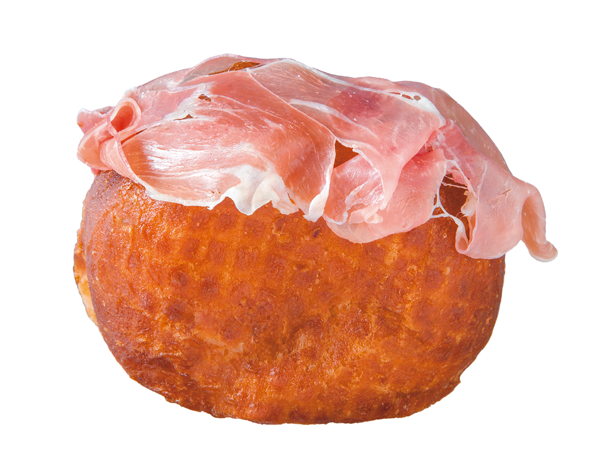 『I'm donut?（アイムドーナツ）』<br />
prosciutto（プロシュート）421円<br />
生地の中の刻んだオリーブとプロシュートが相性抜群