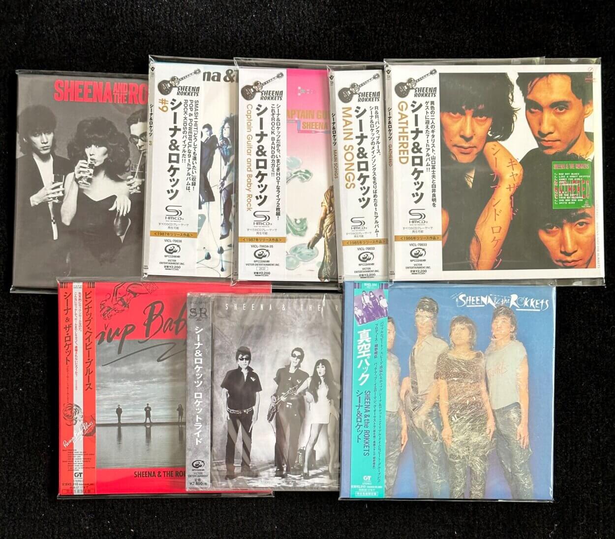 左上がアメリカで1981年にリリースされた『SHEENA &amp; THE ROKKETS IN USA』。右下はセカンドアルバムで1979年発売の『真空パック』。細野晴臣がプロデュース、坂本龍一や高橋幸宏も参加している。ヒット曲「ユー・メイ・ドリーム」収録