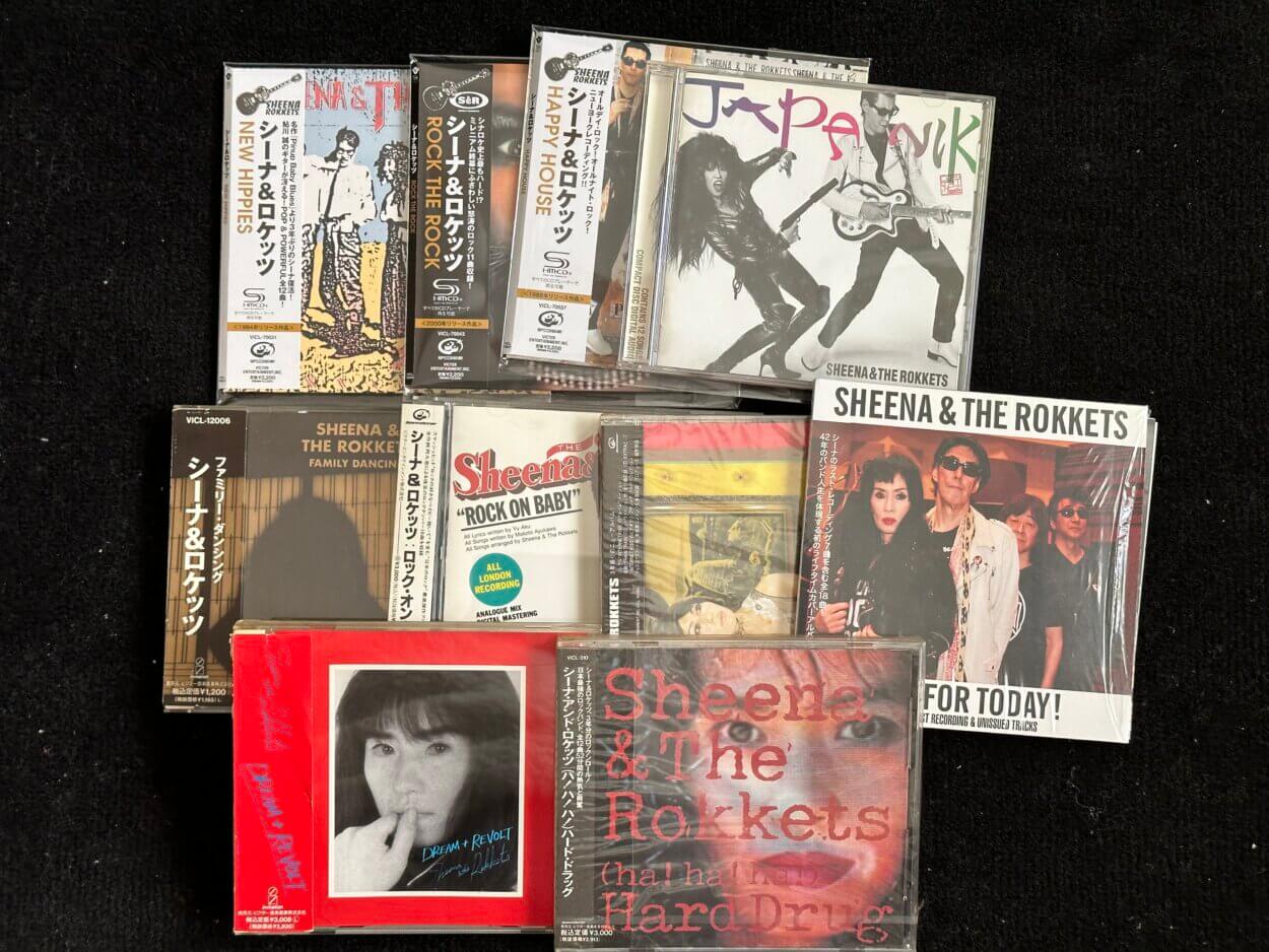 シーナ＆ロケッツの名盤の数々。右端が、初のカバーアルバム『LIVE FOR TODAY!』。シーナが亡くなってから5年後の命日（2020年2月14日）に発売された