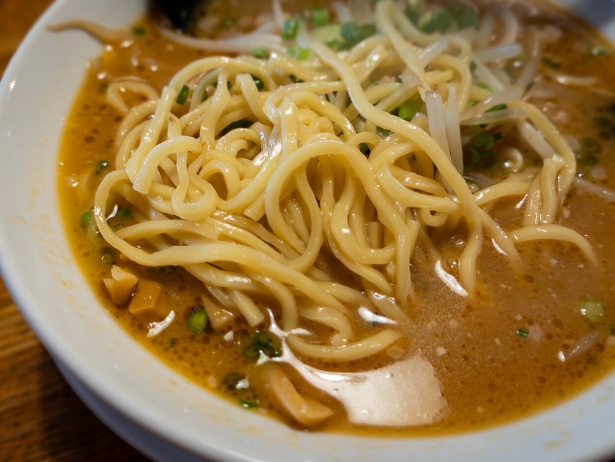 濃厚なスープとよく合う太麺は食べ応え十分