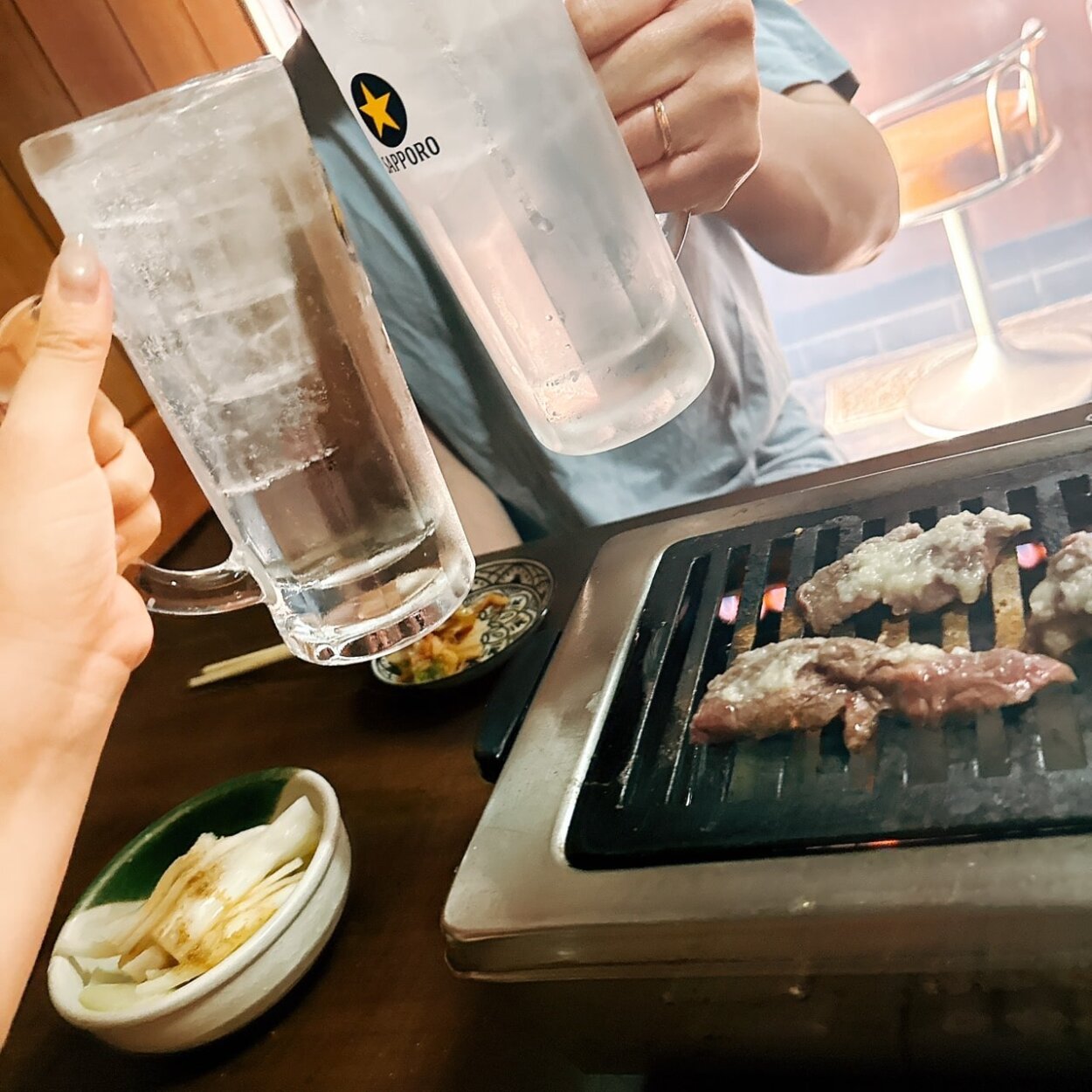 焼酎ソーダ割で乾杯!