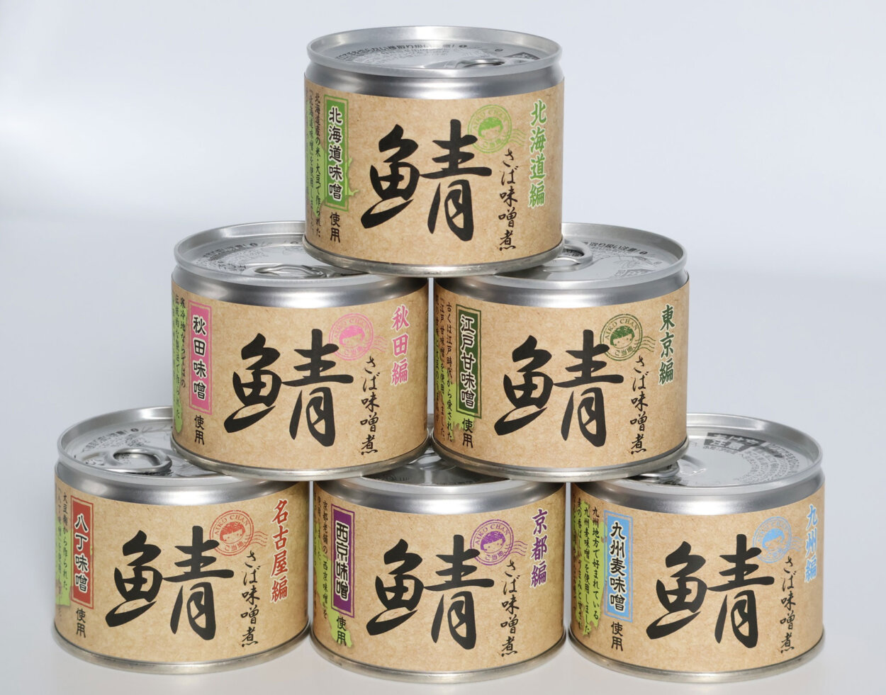 ご当地味噌シリーズ。「北海道味噌（北海道編）」「秋田味噌（秋田編）」「江戸甘味噌（東京編）」「八丁味噌（名古屋編）」「西京味噌（京都編）」「九州麦味噌（九州編）」の全6種